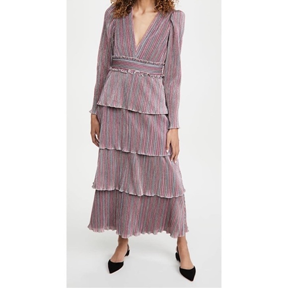 SAYLOR Allison Multicolor Striped Long Sleeve Midi Dress Size M - Picture 3 of 12